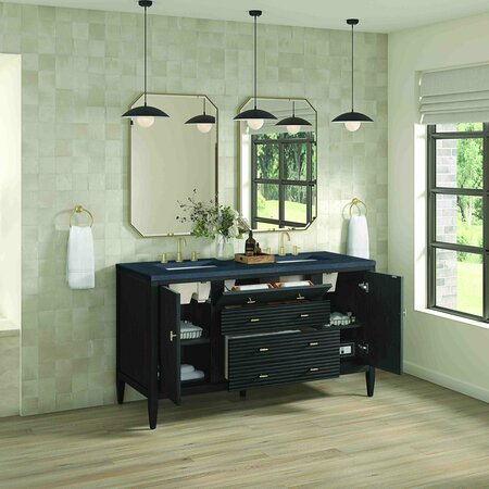 James Martin Vanities 60'' Double Vanity, Carbon Oak w/ 3 CM Charcoal Soapstone Quartz Top 485-V60D-CBO-3CSP